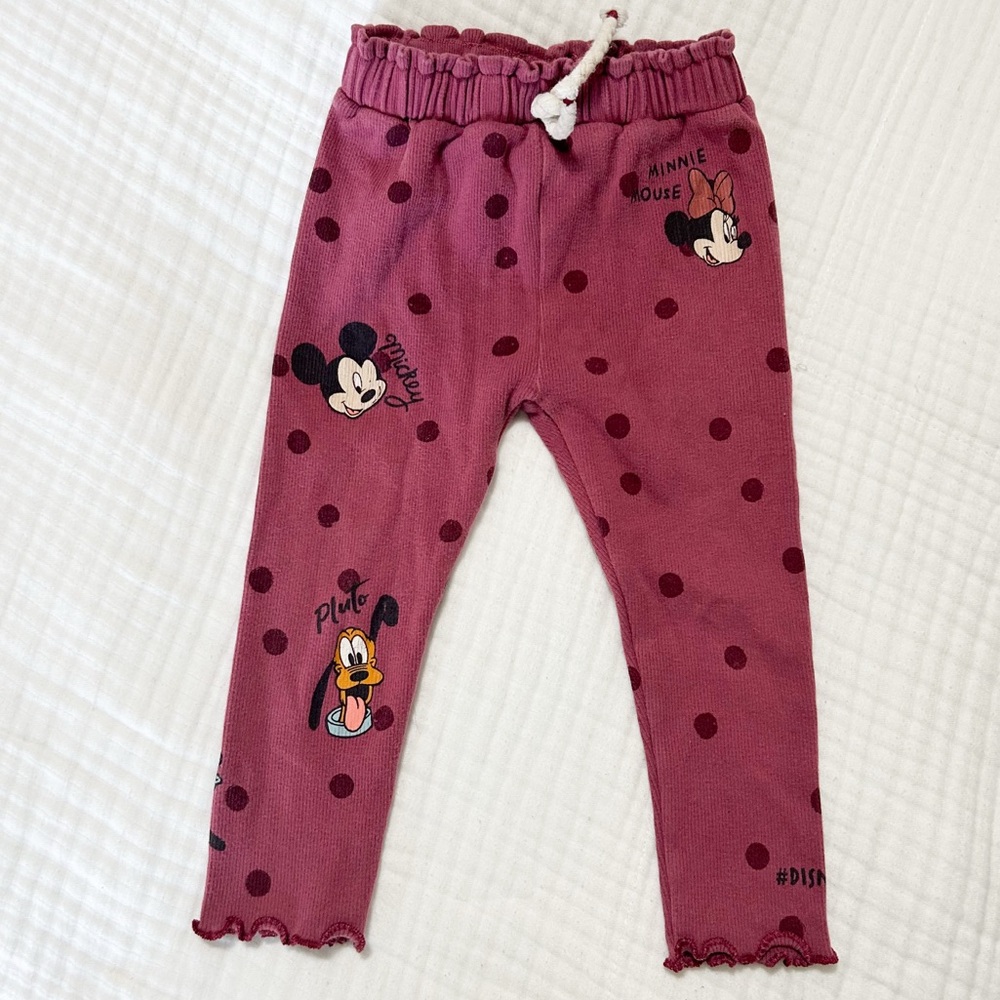 Zara Disney Kids Polka Dot Leggings - Pink ribbed
